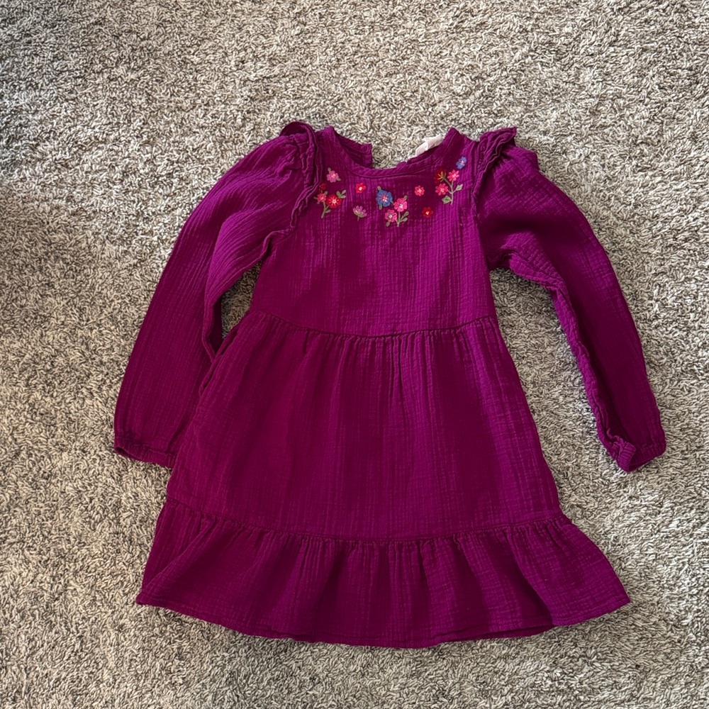 Cat & Jack Magenta Dress with Floral Embroidery